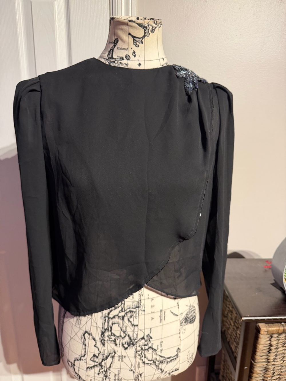 Lizzy & Johnny B Lucero Vintage Formal Evening Top Sheer Wrap Cover Embellish 10